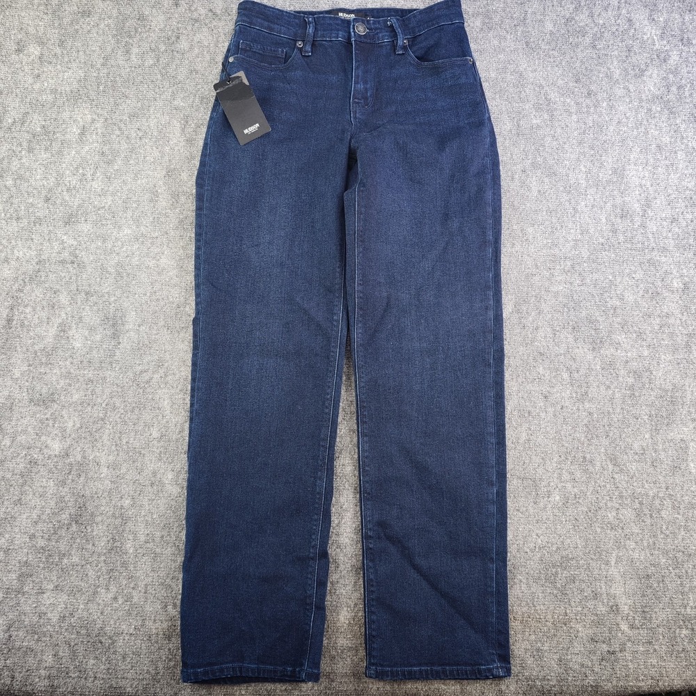 Hudson Jeans Women's 4 Dark Indigo Straight Leg Mid Rise 28x28 Stretch NWT